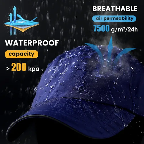 Vista 3 de Gorra de béisbol impermeable para hombre, sombrero de lluvia plegable para correr, al aire libre