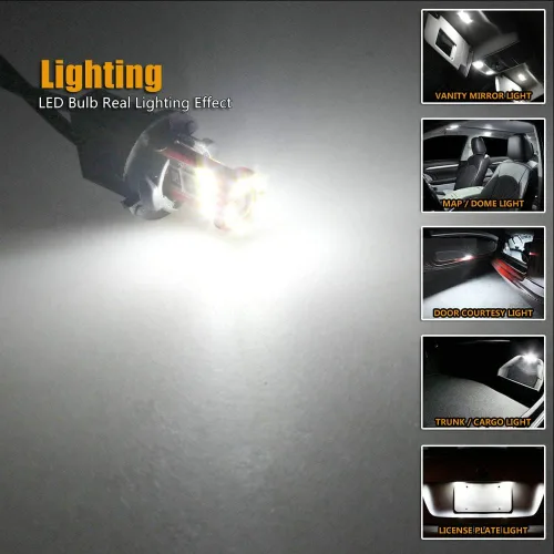 Vista 6 de Paquete de 12 bombillas LED de 12 V, 1.220 in, DE3175, 3175, DE3022, DE3021, Festoon y T10 194 168 2825 W5W, extra brillantes, 6000 K, color blanco