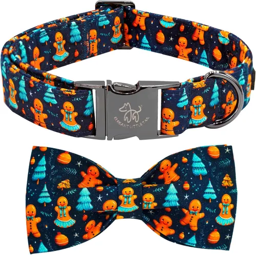 Vista 16 de Elegant little tail - Collar de otoño para mascotas con corbatín, lindo collar de Halloween con estampado de flores y calabaza para cachorros