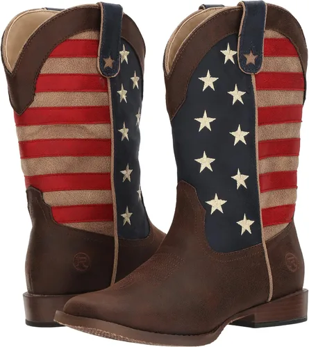 Vista 7 de ROPER Botas unisex de American Patriot Western para niños, Marrón