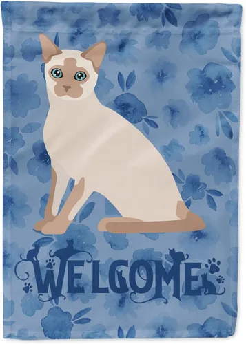 Vista 140 de Caroline's Treasures CK5005GF Bandera de bienvenida de gato abisinio para buzón, bandera decorativa para patio exterior, obras de arte de patio