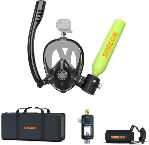 Vista 11 de SMACO Mini Scuba Tank with Snorkel Mask, 0.5L Lung Air Tank Sub Mask