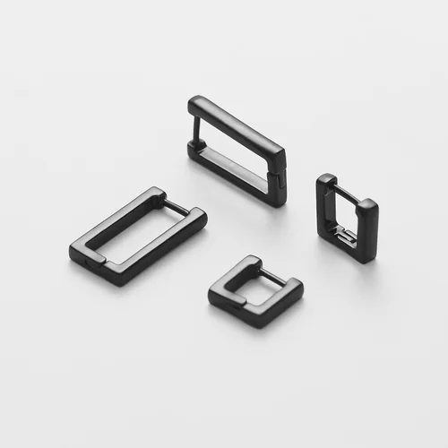 Vista 6 de 2 pares de aretes de aro minimalistas chapados en oro de 14 quilates, pequeños y delicados aretes geométricos cuadrados y rectangulares para niñas