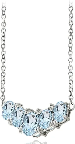 Vista 2 de Plata de ley amatista topacio azul o blanco Topacio 5-stone Collar