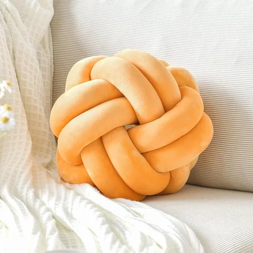 Vista 13 de Almohada de nudo de bola, cojín decorativo redondo para arrojar, almohada de felpa suave beige anudada de 8 pulgadas, cojín decorativo de nudo