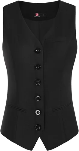 Vista 20 de KANCY KOLE Chaleco vintage para mujer, totalmente forrado, formal, de negocios, con botones, chaleco steampunk