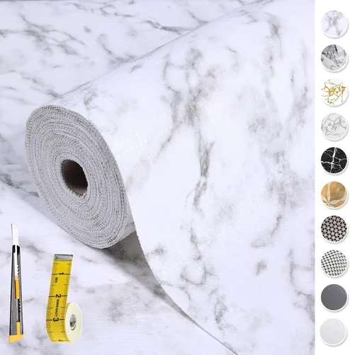 Vista 28 de Lámina para revestir estantes y cajones de cocina y baño, impermeable, antideslizante, sin adhesivo, fácil de limpiar, incluye cuchillo y cinta