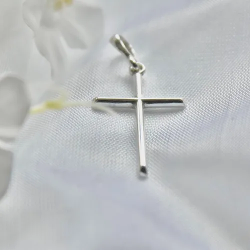 Vista 2 de Cruz de plata de ley 925 colgante minimalista religioso unisex joyería