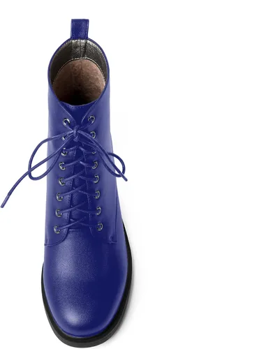 Vista 72 de ROSERWISH Botas altas de tacón bajo y grueso para mujer, con cordones, cómodas, modernas, con puntera redonda, de 2.5 pulgadas