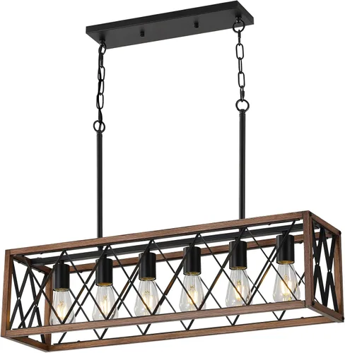Vista 15 de KEESFU Iluminación de isla de cocina de granja, accesorios de iluminación colgante de 3 luces, altura ajustable, luz industrial para comedor de sala