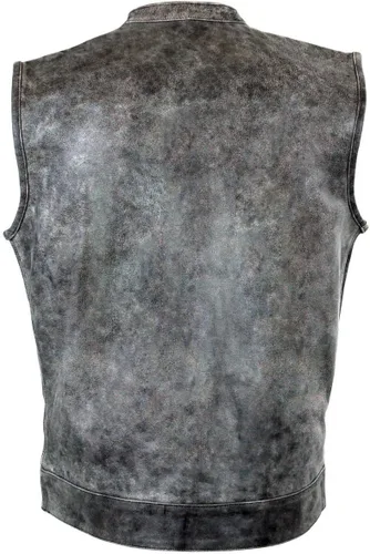 Vista 2 de Chaleco de piel de vaca estilo SONS of Anarchy para hombre en color gris antiguo