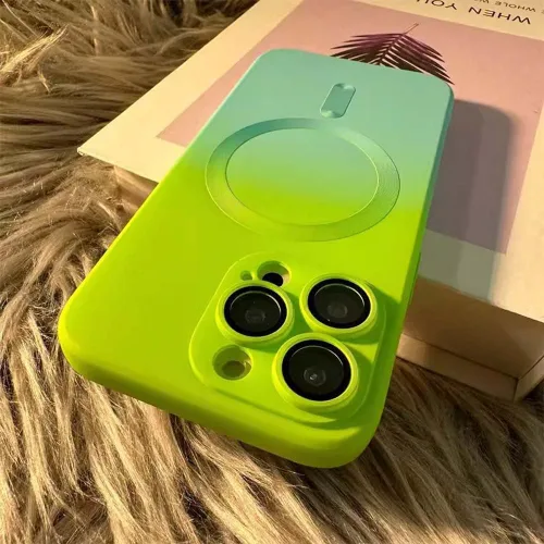 Vista 3 de Funda magnética para iPhone 13 Pro, color degradado, delgada, de silicona, suave, linda, con protector completo de cámara, cubierta a prueba