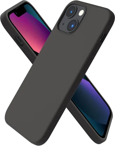 Vista 13 de ORNARTO - Funda compatible con iPhone 13 Mini, goma de gel suave de 3 capas de silicona líquida delgada con microfibra, 13,7 cm, azul Caucho
