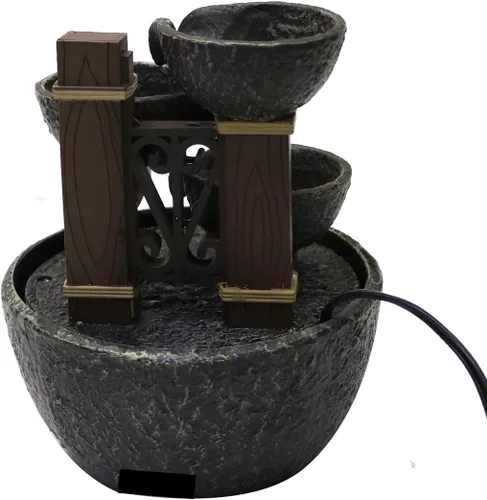 Vista 3 de Nature's Mark Fuente de agua de mesa con niveles de 7 pulgadas de alto con rocas naturales de río (cable de alimentación adjunto)