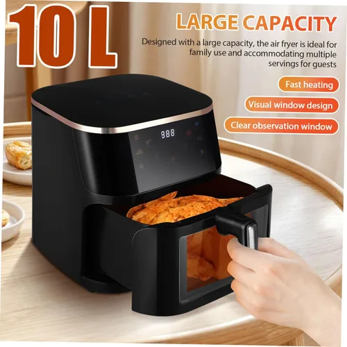 Vista 3 de Uonlytech Freidora de aire digital con pantalla táctil con calentamiento rápido y antiadherente apta para lavavajillas, cesta multiusos para comidas