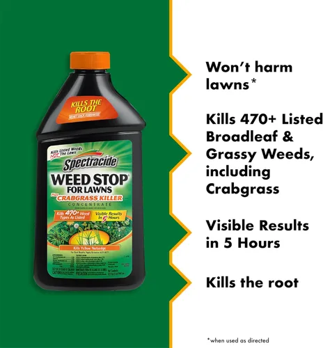 Vista 2 de Spectracide Weed Stop para césped + concentrado matador de pasto de cangrejo, 32 onzas, paquete de 6