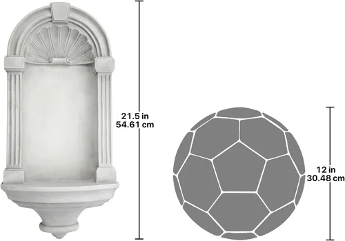 Vista 3 de Design Toscano Estante de exhibición de nicho de pared de estilo europeo clásico, mediano, 21 pulgadas de alto, resina de piedra fundida, piedra