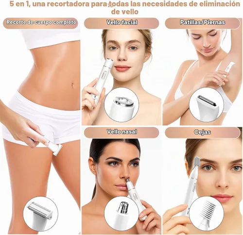 Vista 2 de Maquinilla de afeitar eléctrica para mujer, bikini 5 en 1 y recortadora