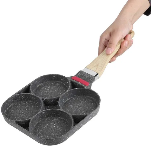 Vista 9 de Sartén de cocina para panqueques de desayuno, sartén de aluminio para hamburguesa de huevo con mango para uso en cocina