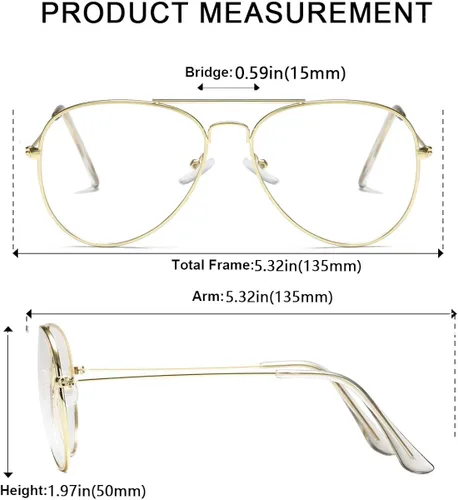 Vista 4 de AISSWZBER Lentes de aviador transparentes con marco de metal clásico prémium