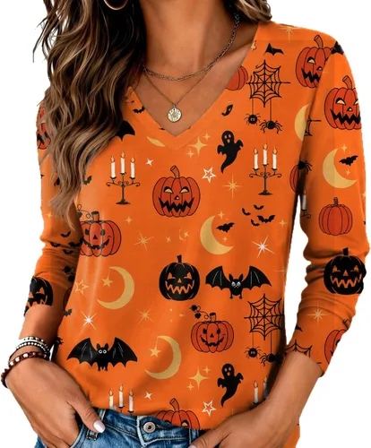 Vista 9 de Zeagoo Camisas de manga larga para mujer, cuello en V, casual, básica Rosa