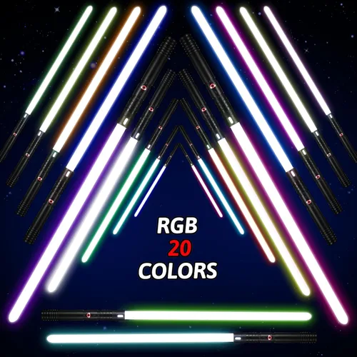 Vista 8 de Sable de luz 2 en 1 con mango de aleación de duelo, 15 colores RGB con 4 modos, 6 efectos de sonido, sable de luz desmontable recargable por USB
