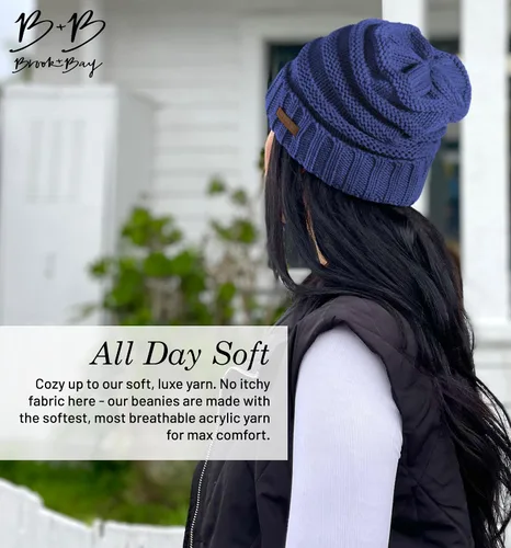 Vista 6 de Brook + Bay Gorro holgado de invierno para mujer, gorro de punto de gran tamaño para mujer, gorro holgado para clima frío