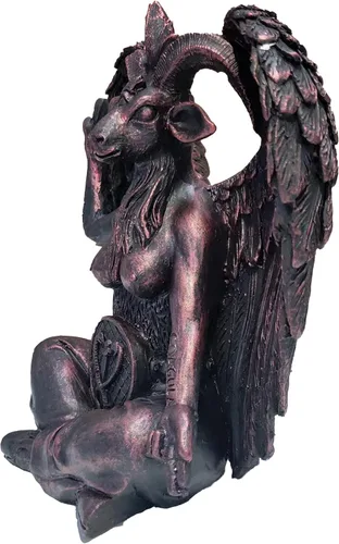 Vista 2 de SKTY Estatua de Baphomet de 7 pulgadas de alto, Satán Lucifer Cthulhu Mendes, escultura de cabra sabática, decoración religiosa
