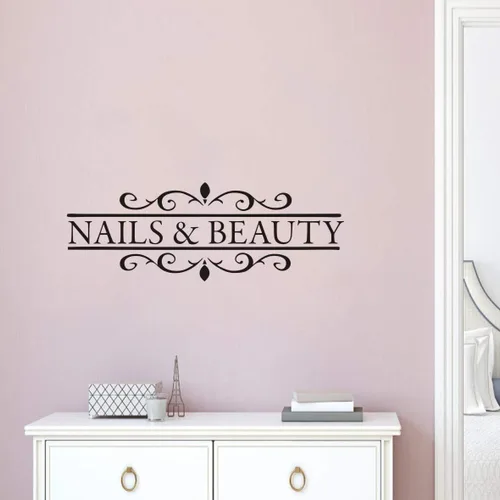 Vista 3 de LY1259 - Vinilo decorativo para salón de belleza, uñas extraíbles y barra de esmalte de cabello, mural de ventana para salón de belleza, elegante