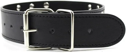 Vista 3 de chenyesun Gargantilla de cuello con correa, piel sintética ajustable gargantilla, anillo tórico punk cuello collar collar collar collar remache
