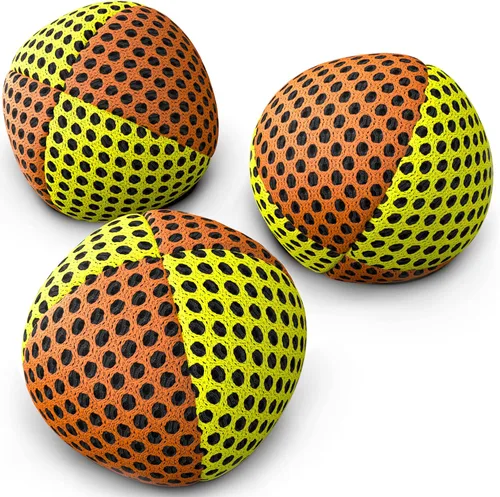 Vista 12 de speevers Juego de 3 pelotas de malabarismo para principiantes y profesionales, 14 colores disponibles, 2 capas de red y estuche de transporte, bolas