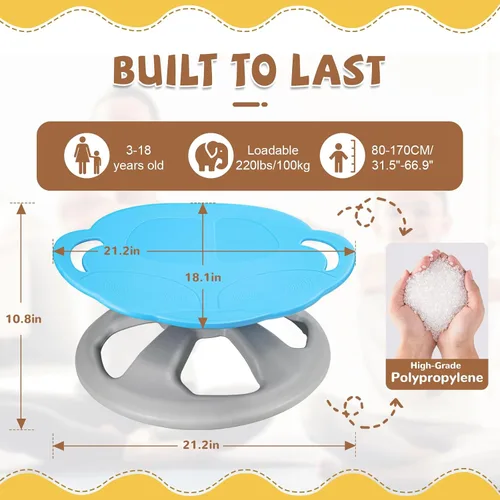 Vista 2 de Zhenx Silla giratoria para niños autistas con asas, asiento giratorio sensorial de capacidad de 220 libras, juguete sensorial para adolescentes