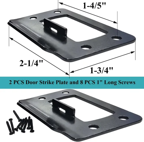 Vista 3 de Placa de golpeo restauradora de pestillo de puerta de 2-1/4" por 1-3/4", 2 piezas de herraje universal para puerta con tornillos largos de 1