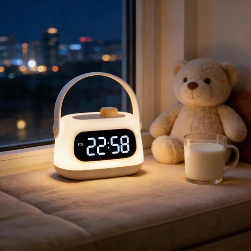 Vista 9 de QANYI Faroles para niños, luz nocturna portátil y recargable para habitación de niños con regulación y hora de reloj, linterna LED de campamento
