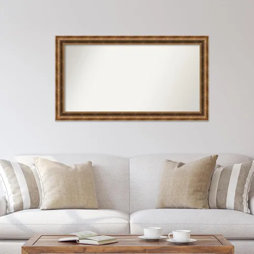 Vista 156 de Amanti Art Espejo de pared personalizado no biselado (25 x 25 pulgadas), marco de bronce acentuado, varios tamaños personalizados, espejo de baño