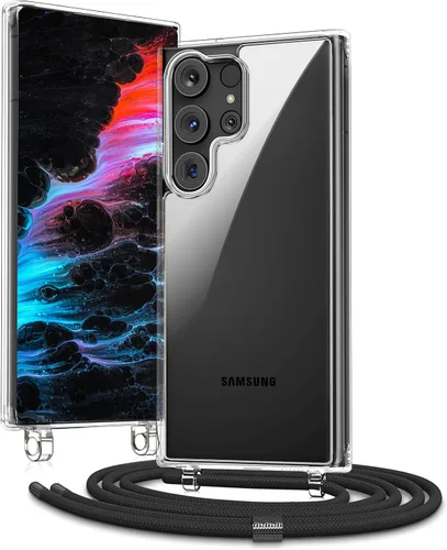 Vista 9 de Funda transparente para iPhone 13 Pro Max, funda cruzada para teléfono con correa ajustable de nailon para el cuello, funda suave de policarbonato