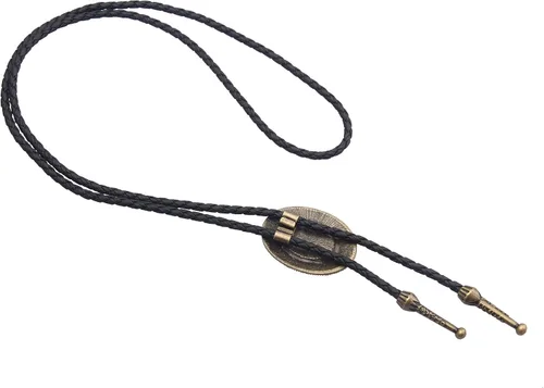 Vista 97 de Jeilwiy Corbata de bolo para hombre, corbata de vaquero occidental, collar de corbata de bolo dorado, corbata de cuero, corbata de Halloween