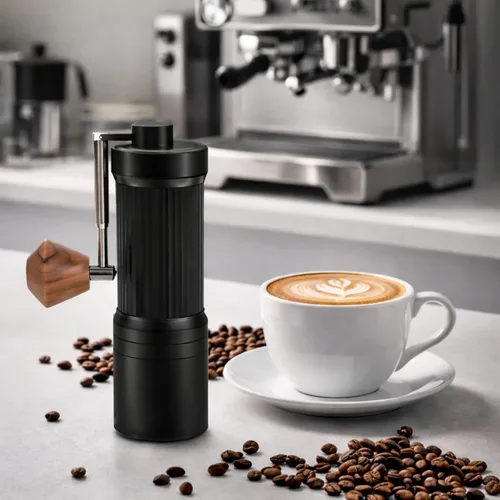 Vista 9 de Molinillo de café manual – Fresa de acero inoxidable de 7 estrellas, 36 ajustes de molienda ajustables, manivela plegable, molinillo de café manual