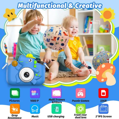 Vista 2 de Juguete de cámara para niños, masterbee para niños de 3 a 12 años, regalos de Navidad/cumpleaños para niñas, video HD 1080P, regalo para niñas de 3