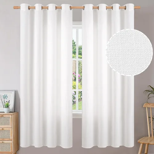 Vista 227 de BGment Cortinas de Lino Beige de 63 Pulgadas de Largo 2 Paneles - Tratamientos para Ventanas con Textura de Arpillera Filtrantes de Luz Cortinas B