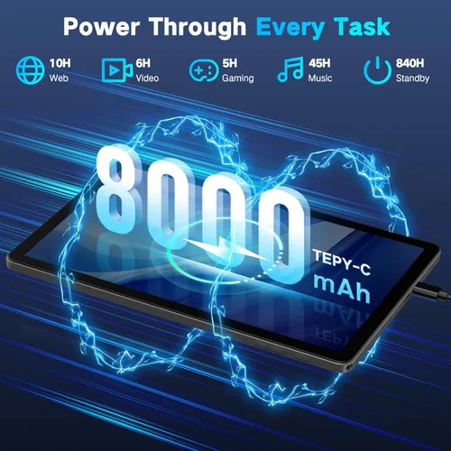 Vista 5 de JUNYANG Tableta, tabletas Android 15 de 11 pulgadas con teclado/estuche/mouse, 12GB+128GB+2TB expandibles, tabletas Octa-Core AI con WiFi 6, batería