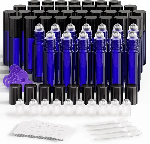 Vista 15 de ULG Rollo en botellas 0.3 fl oz botellas vacías de vidrio ámbar 4 piezas