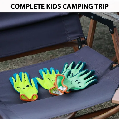 Vista 5 de 2 pares de guantes de jardinería para niños pequeños, guantes de jardín de tamaño infantil para trabajo en el patio, antideslizantes, flexibles