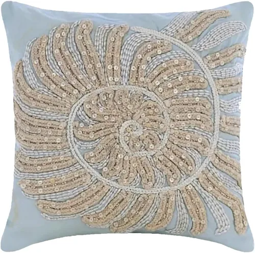 Vista 29 de The HomeCentric Funda de cojín para sofá, 12 x 12 pulgadas, funda de almohada decorativa cuadrada de lino azul claro con zardozi y cuentas bordadas