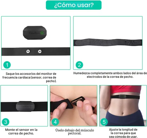 Vista 5 de COOSPO Bluetooth Heart Rate Monitor Chest Strap H808S, ANT+ BLE HR Monitor Chest, HRM IP67 Waterproof, 300H