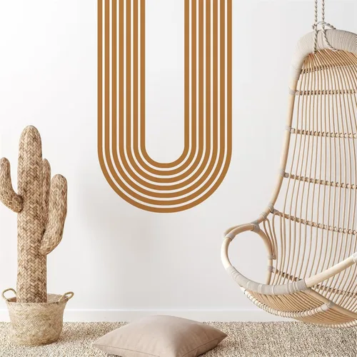 Vista 4 de Kazova - Calcomanía de arco de pared marrón - Grandes calcomanías modernas de estilo boho para cabecero, abstractas, retro, para despegar y pegar