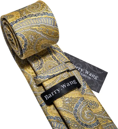 Vista 129 de Barry.Wang - Juego de corbata de seda para hombre, diseño de cachemira, pañuelo y gemelos de bolsillo