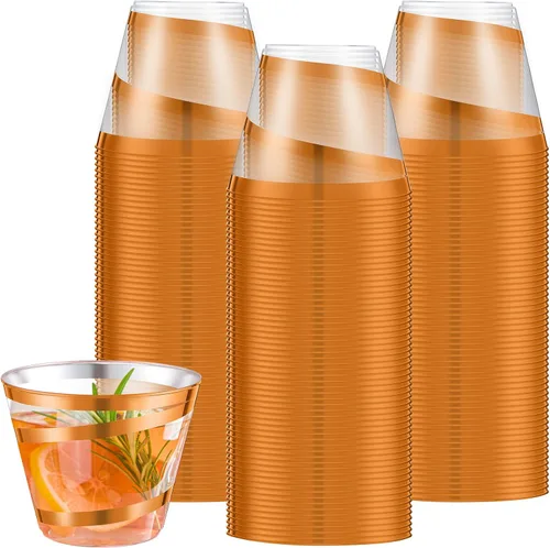 Vista 36 de Gejoy Vasos de plástico con borde de 9 onzas, vasos desechables para beber vino, vasos de graduación transparentes y elegantes para suministros