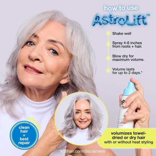 Vista 2 de K18 AstroLift™ Spray Volumizador Reparador, 2 Días de Engrosamiento + Sujeción Para Cabello Fino, Delgado, Frágil, Spray Volumizador Resistente a