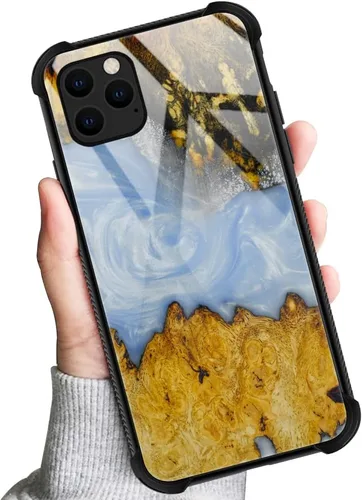 Vista 6 de Funda compatible con iPhone 13, fundas para mujeres y niñas, diseño de lujo, diseño de mármol natural de madera 004